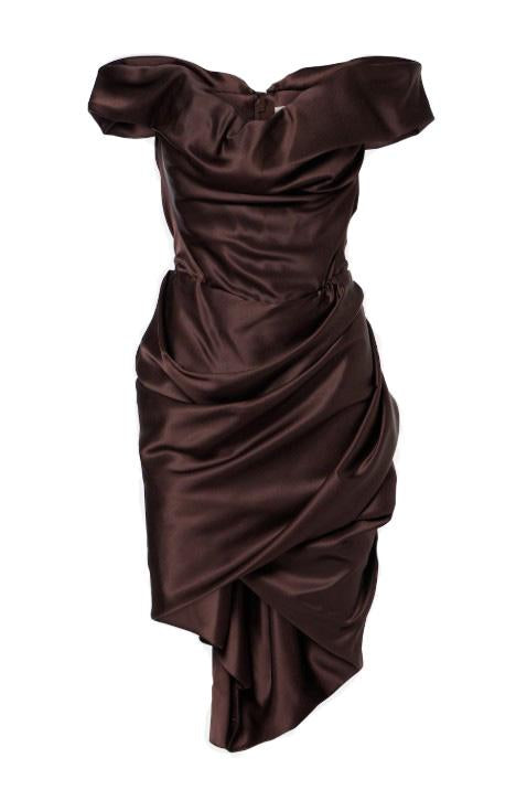 Abito mini asimmetrico Nova Cora in raso in marrone Vivienne Westwood - donna 