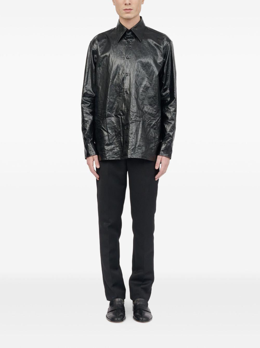 Camicia con finitura lucida in nero Mm6 maison margiela - uomo 