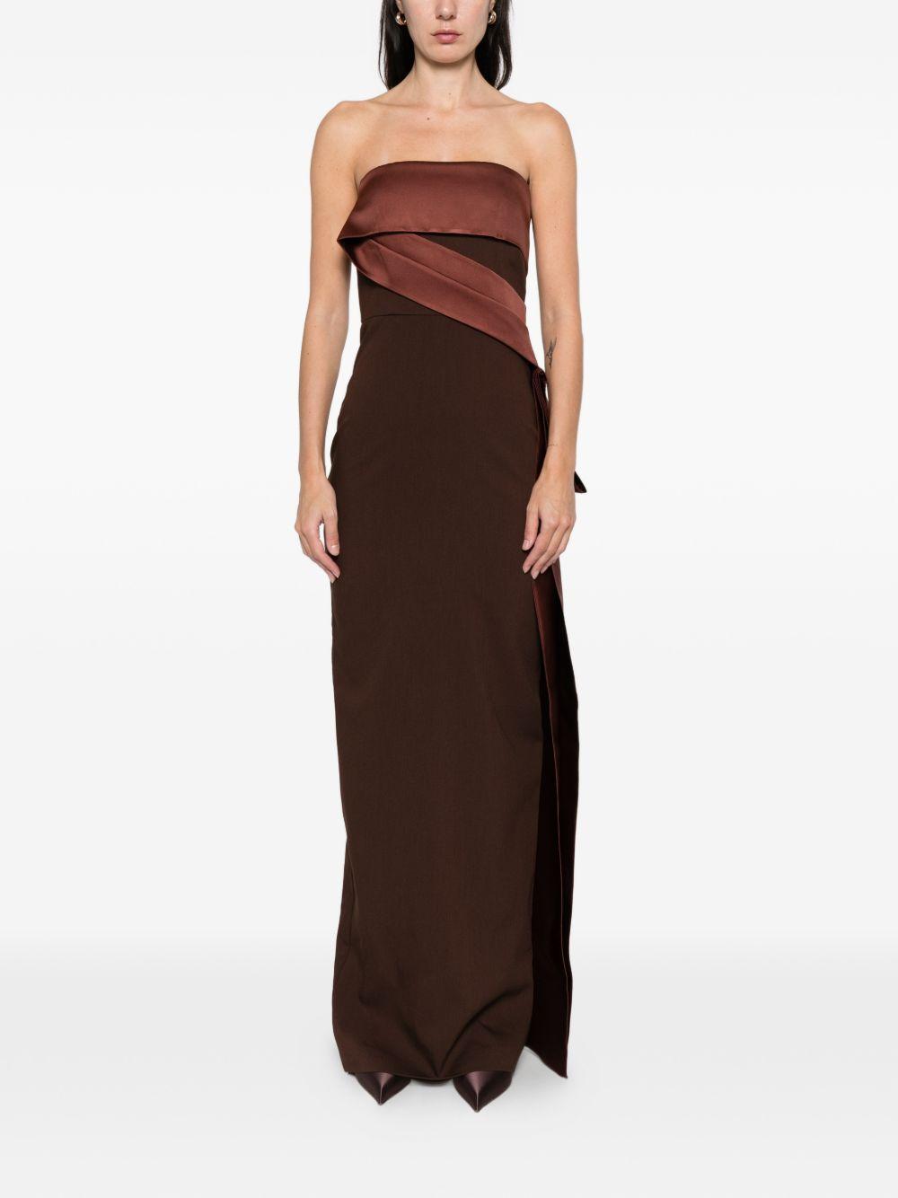Abito bustier in crêpe e taffetà in marrone Roland mouret - donna 