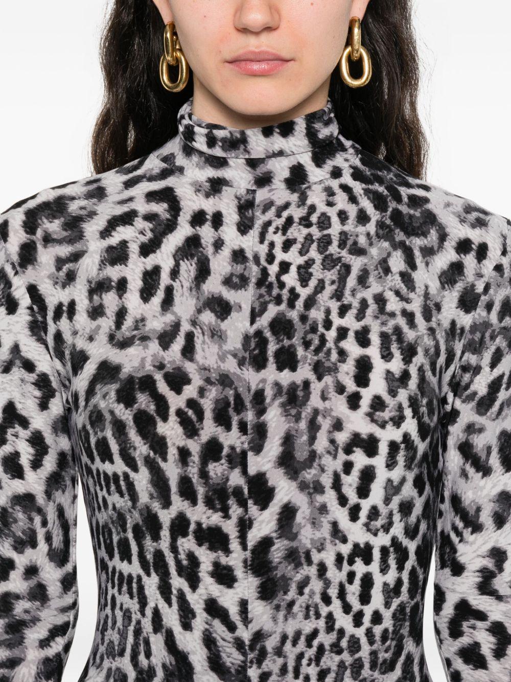 Tuta a collo alto con stampa leopardata in grigio Norma kamali - donna 