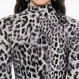 Tuta a collo alto con stampa leopardata in grigio Norma kamali - donna 
