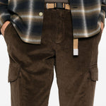 Pantaloni in velluto a coste con cintura in marrone Whitesand - uomo 