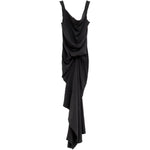 Abito drappeggiato asimmetrico in nero 