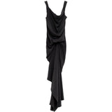 Abito drappeggiato asimmetrico in nero 