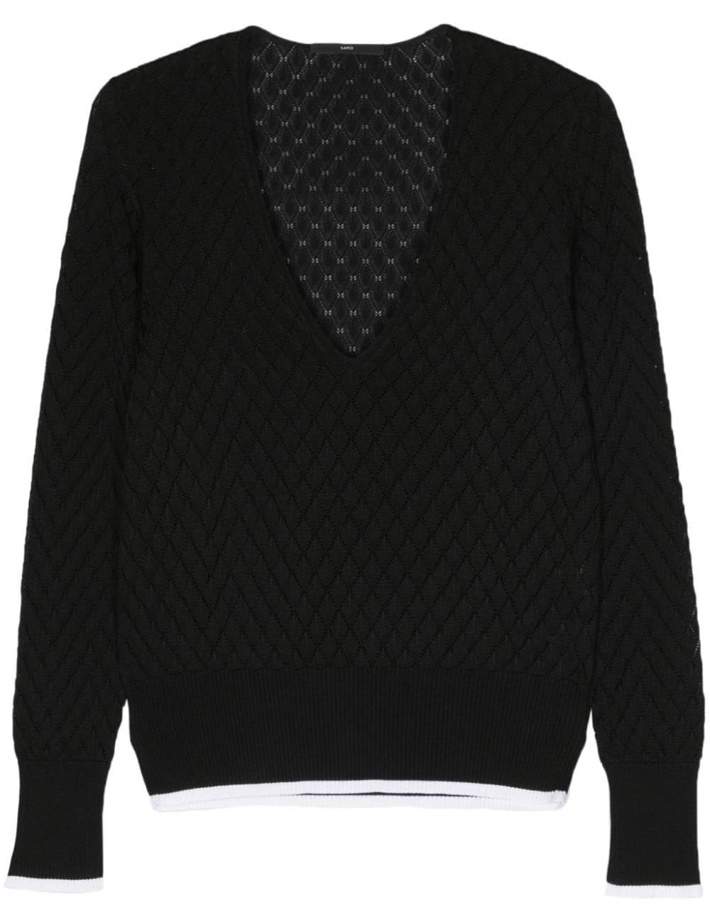 Maglione con scollo a v in blu Sapio - uomo 