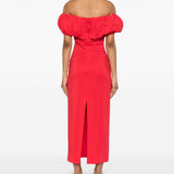Abito midi con scollo a barca in rosso Rowen Rose - donna 