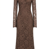 Abito in pizzo con colletto in marrone Rowen Rose - donna 