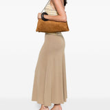 Borsa a spalla wally in pelle scamosciata in marrone Staud - donna 