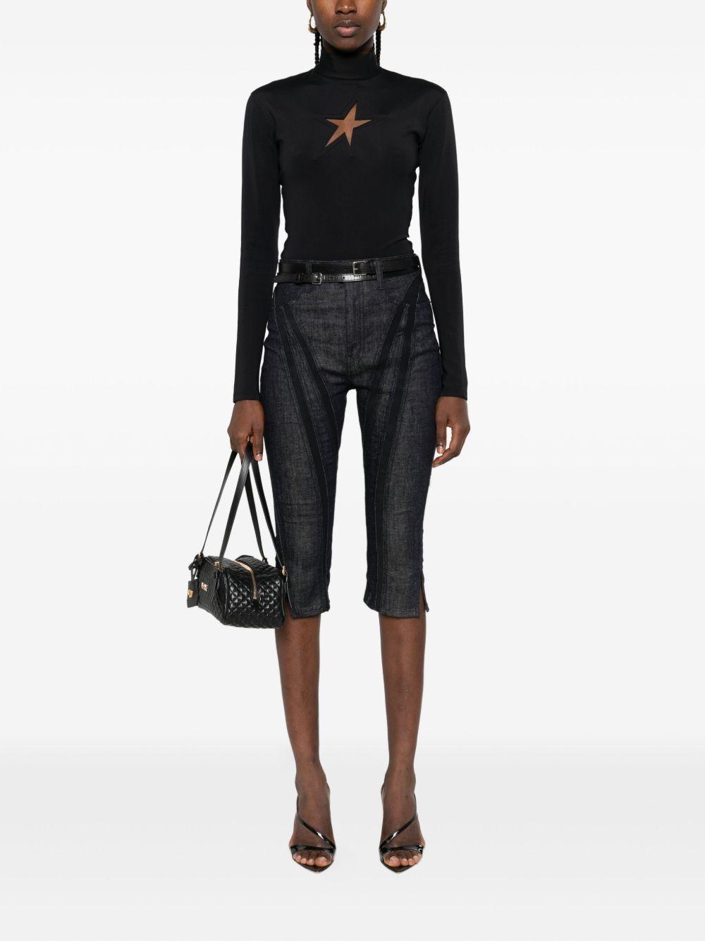 Top a collo alto con stella in nero Mugler - donna 