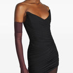 Abito mini drappeggiato in nero Mugler - donna 
