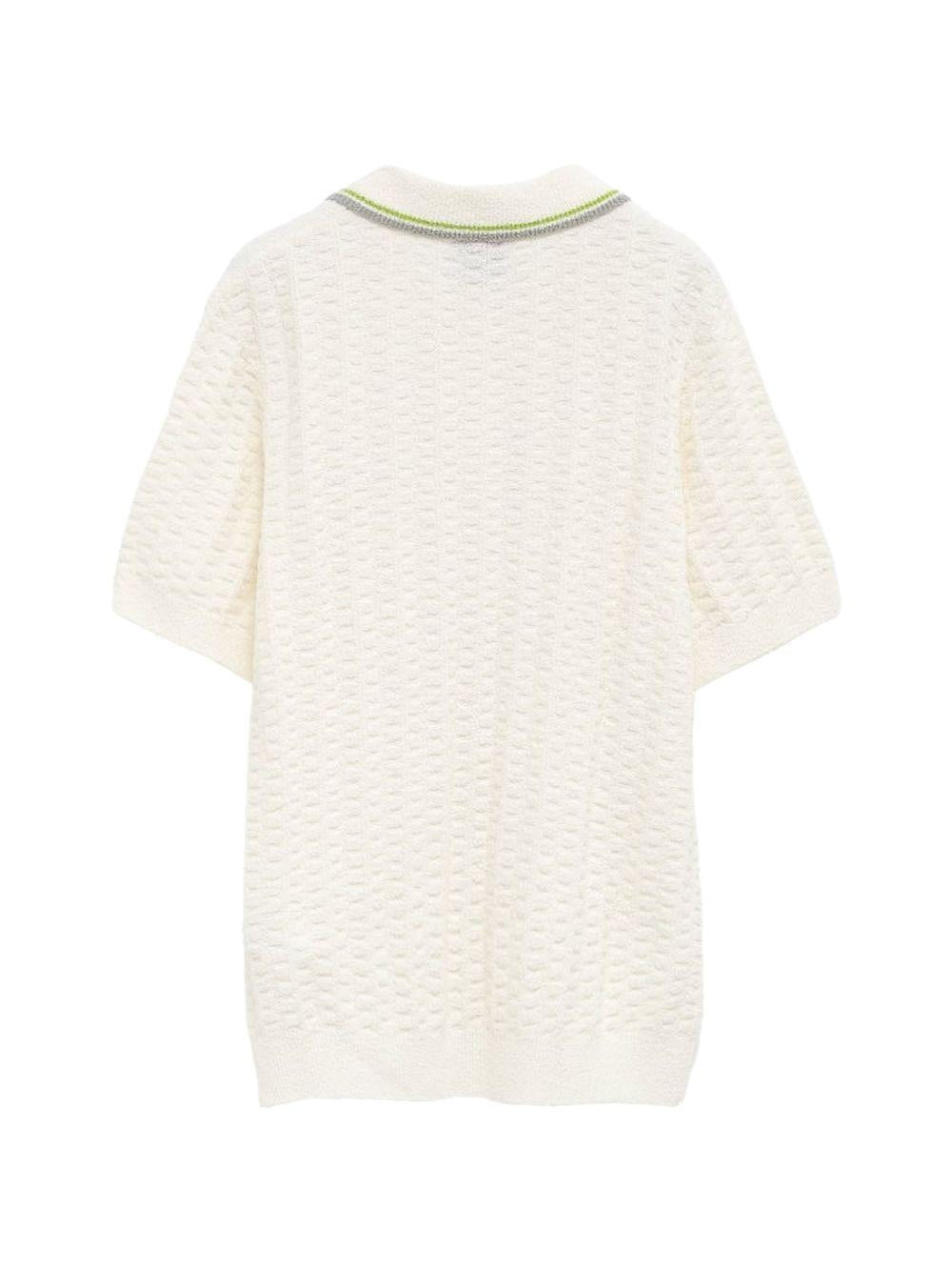 Polo con bottoni e trama in rilievo in bianco Casablanca - uomo 
