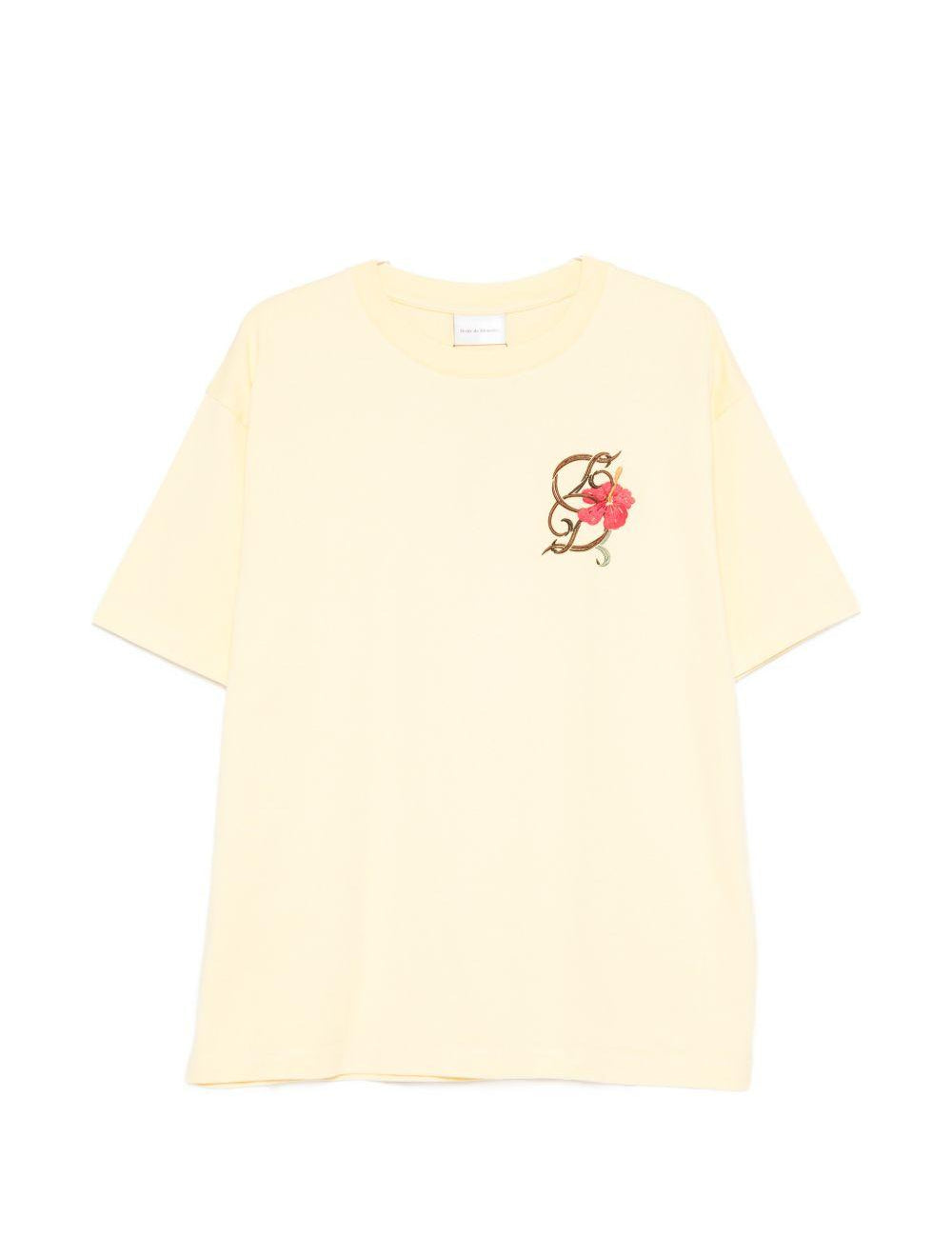 T-shirt D Hibiscus Brodée in giallo Drole de monsieur - uomo 