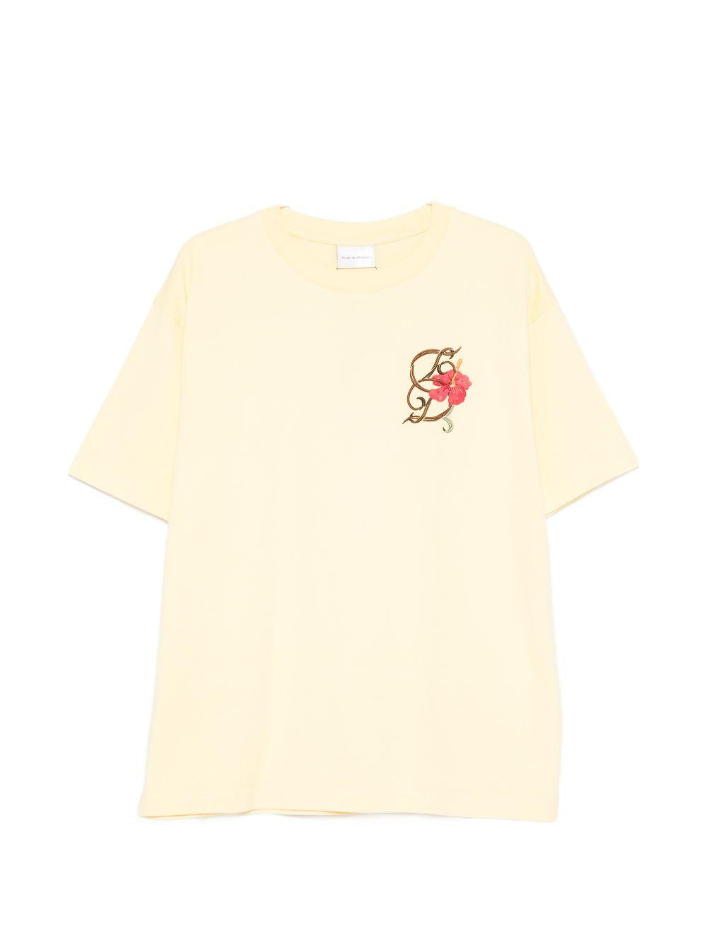 T-shirt D Hibiscus Brodée in giallo Drole de monsieur - uomo 