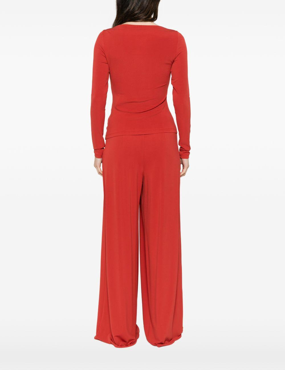 T-shirt a maniche lunghe arricciate in rosso Maxmara - donna 