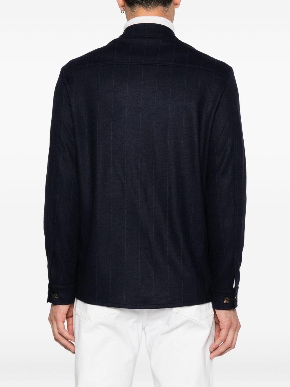 Giacca-camicia gessata in blu Eleventy - uomo 
