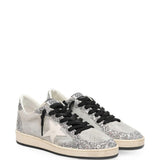 Sneakers ball star con glitter in argento 