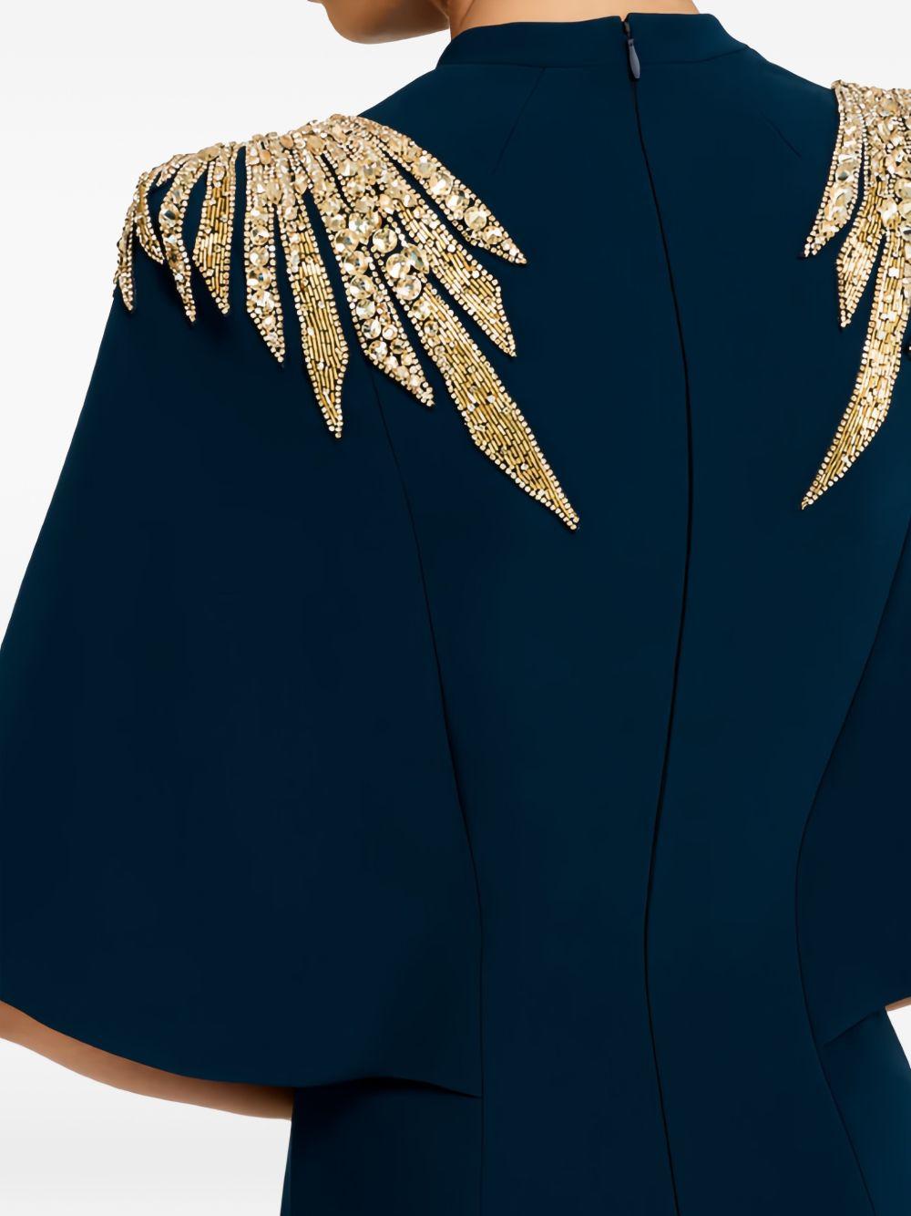 Abito lungo star shower con cristalli in blu Jenny packham - donna 