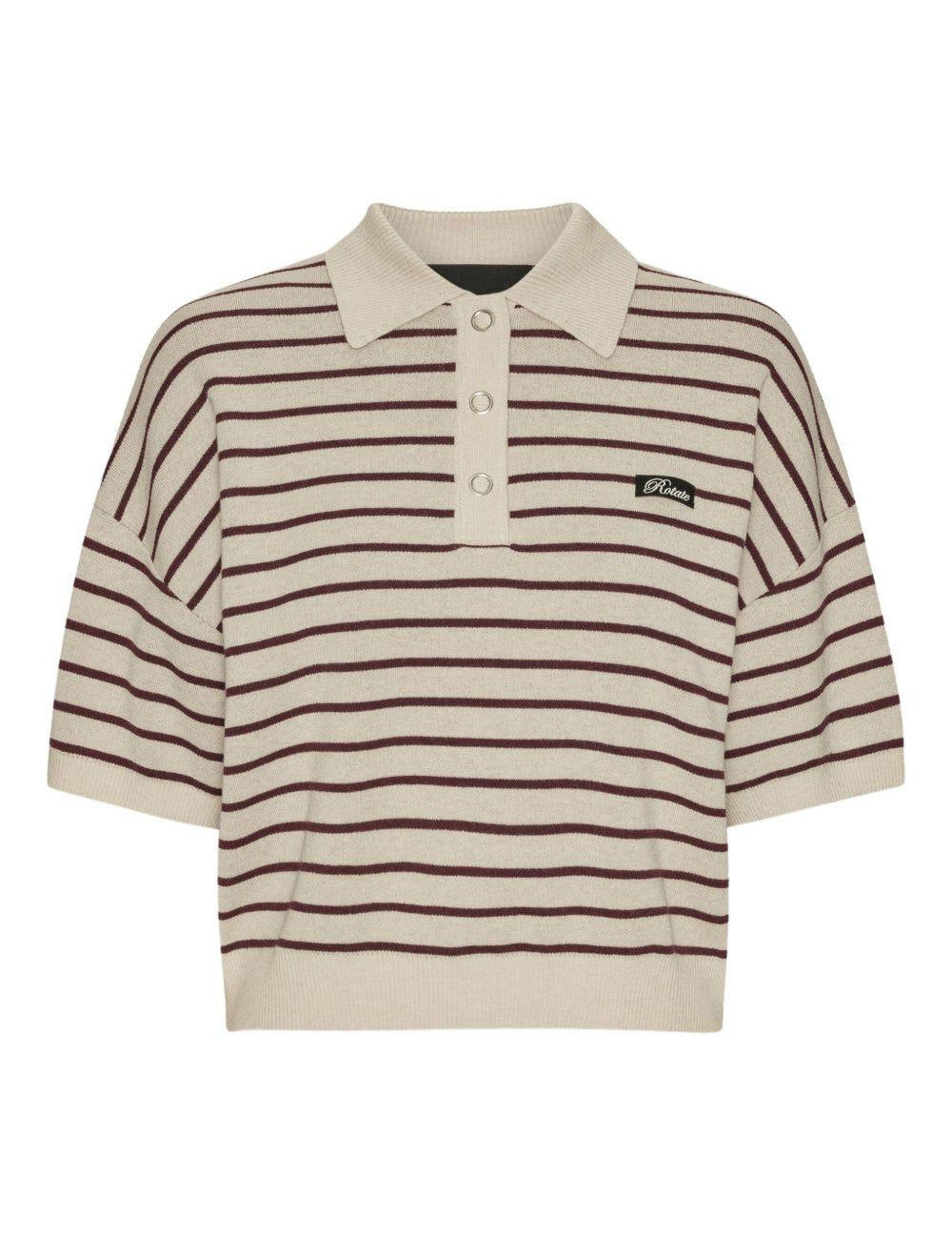 Polo con logo a righe in beige 