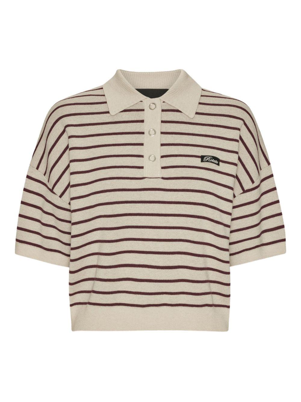 Polo con logo a righe in beige 