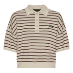 Polo con logo a righe in beige 