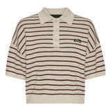 Polo con logo a righe in beige 