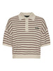 Polo con logo a righe in beige