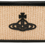 Borsa in rafia con logo in beige Vivienne westwood - donna 