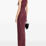 Abito lungo con paillettes in bordeaux 