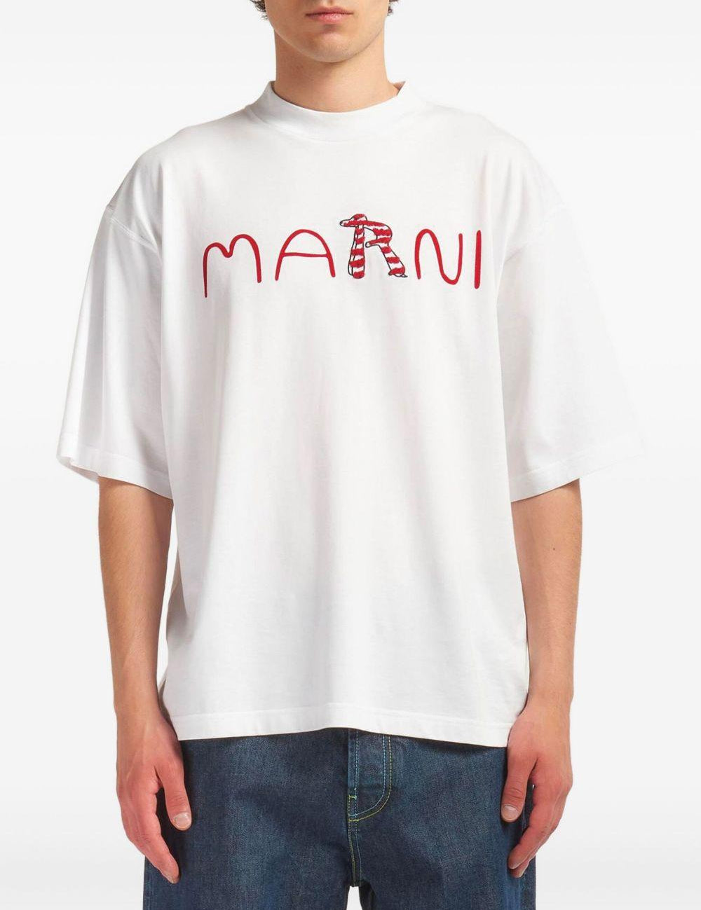 T-shirt con logo in bianco Marni - uomo 