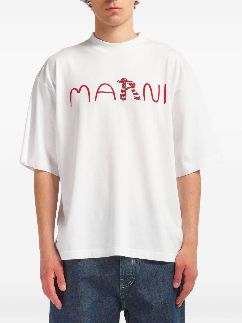T-shirt con logo in bianco Marni - uomo 