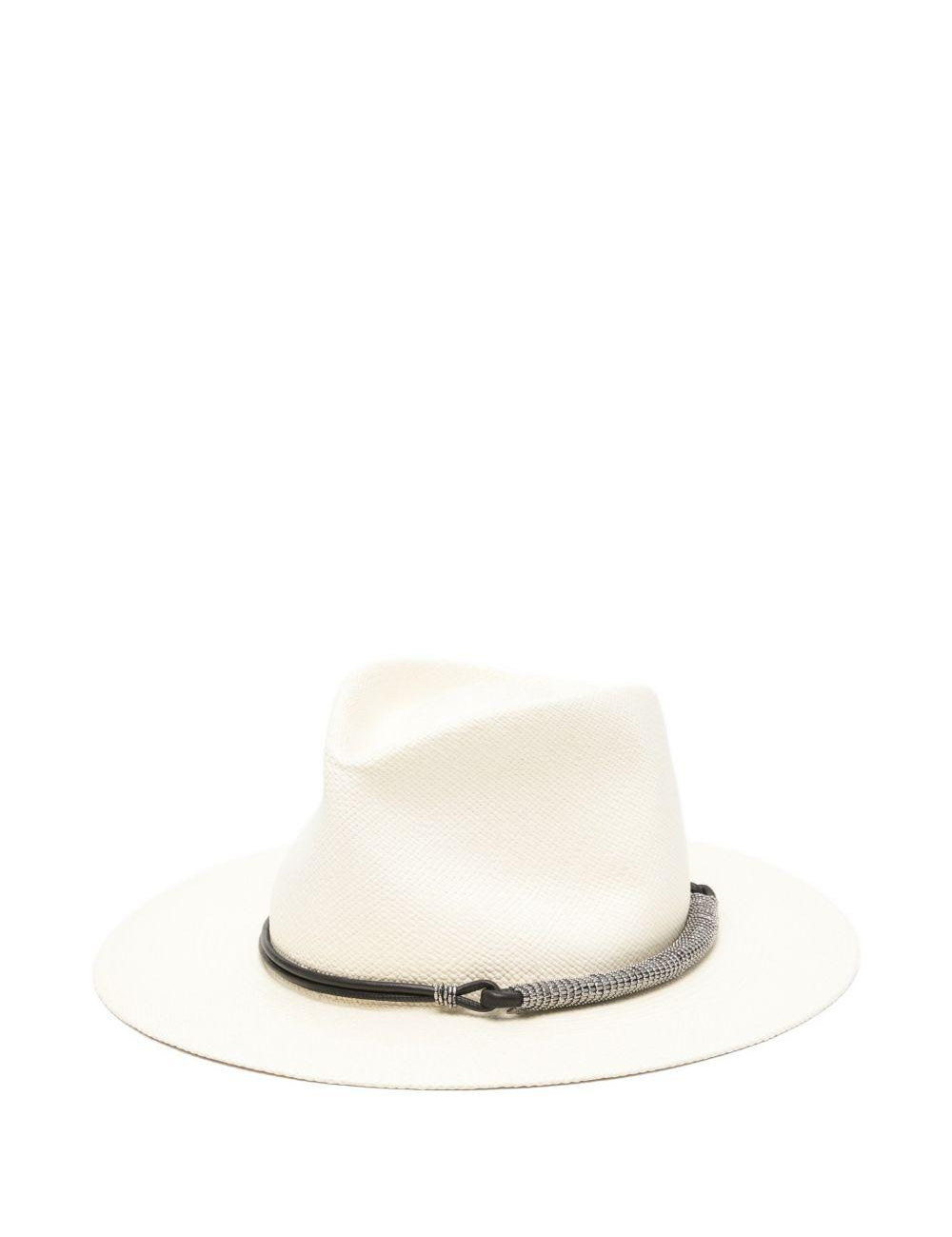 Cappello fedora con decorazioni in bianco Brunello cucinelli - donna 