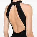 Abito lungo con frange in nero Bless - donna 