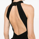 Abito lungo con frange in nero Bless - donna 