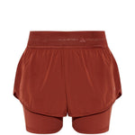 Shorts 2 in 1 con logo in rosso terracotta Adidas by Stella Mc Cartney - donna 