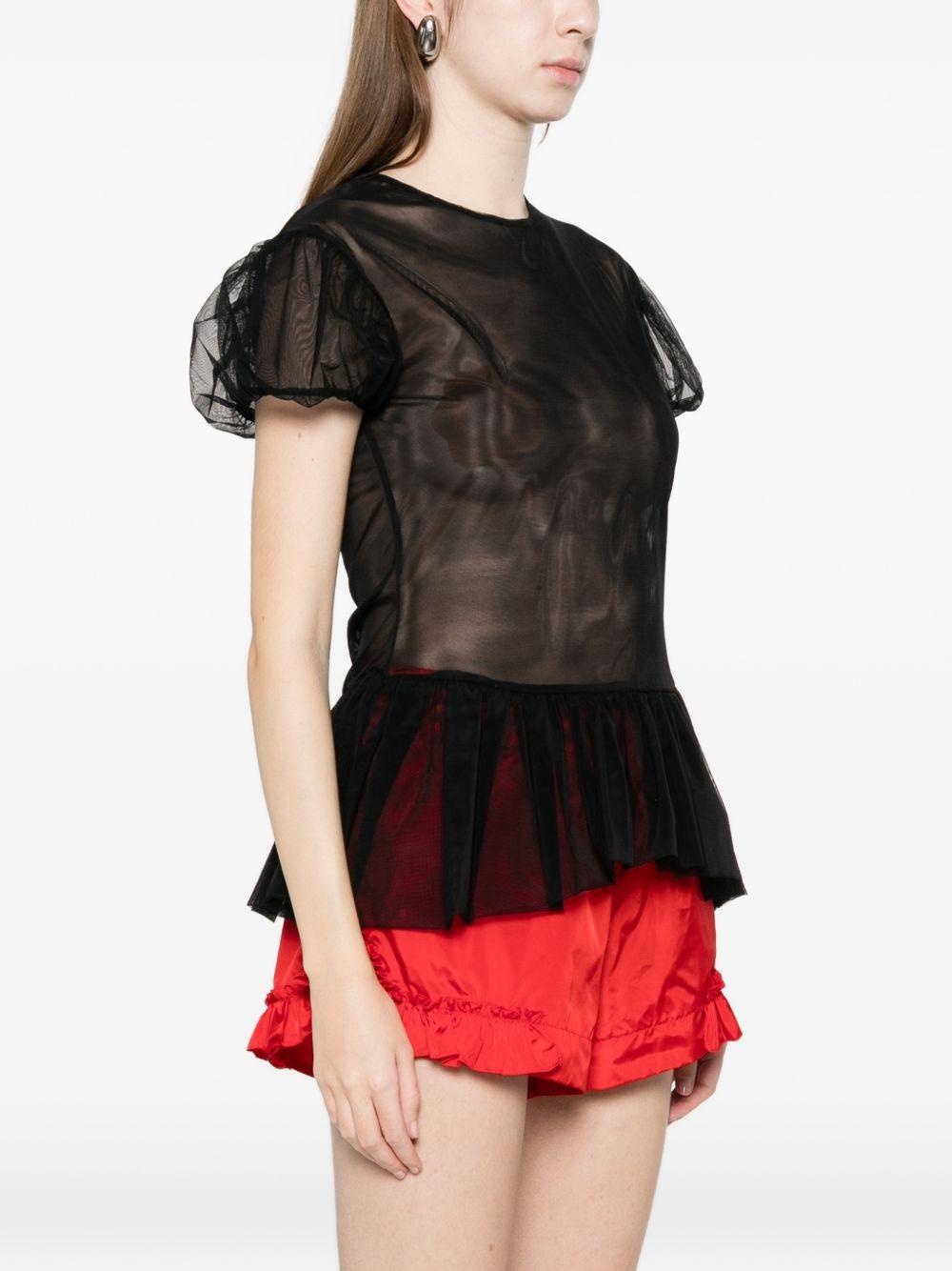 Top con maniche a sbuffo e volant in nero Simone rocha - donna 