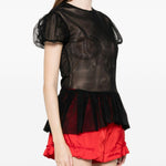 Top con maniche a sbuffo e volant in nero Simone rocha - donna 