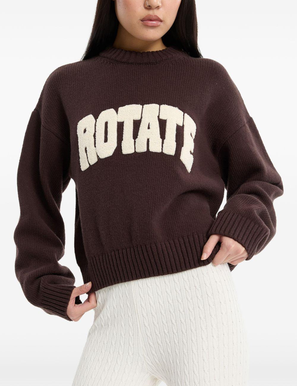 Maglione a girocollo con logo in nero 