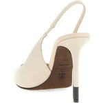 Décolleté in pelle con punta monile in bianco Brunello cucinelli - donna 