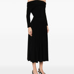 Abito midi a maniche lunghe con spalle scoperte in nero Norma kamali - donna 
