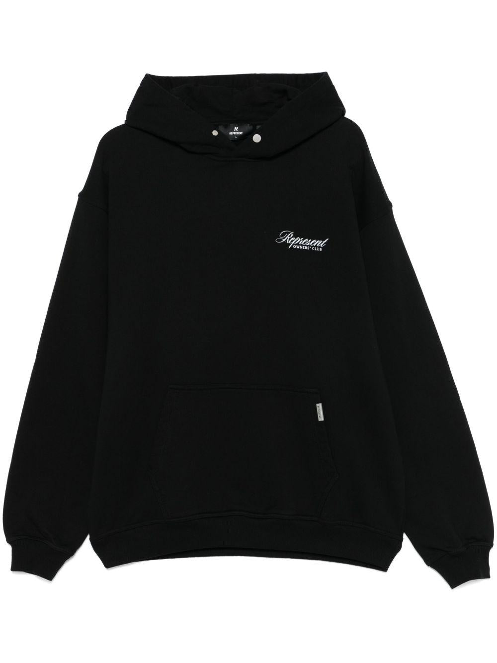 Felpa Owners Club Script con cappuccio in nero Represent - uomo 