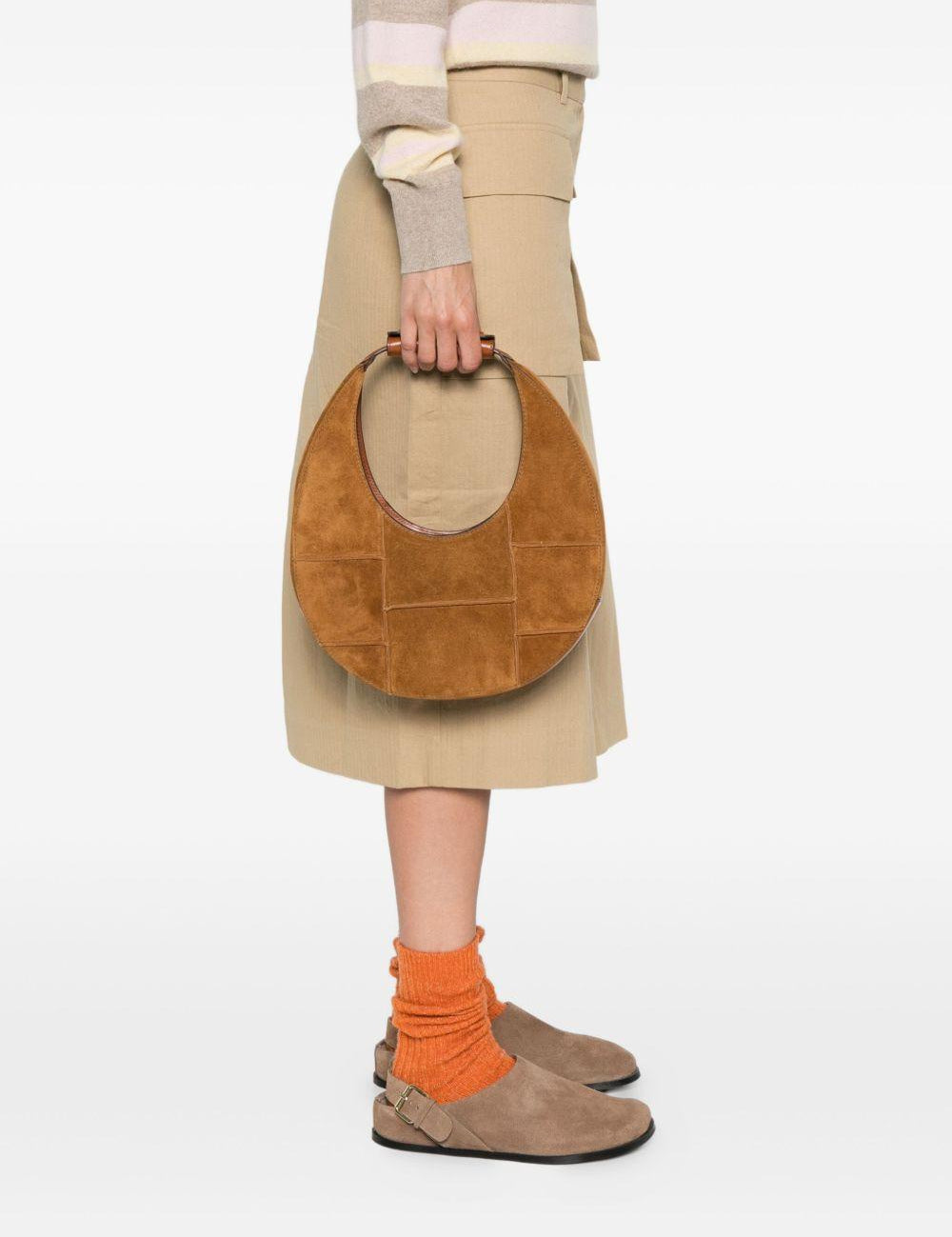 Borsa Moon in pelle in marrone Staud - donna 