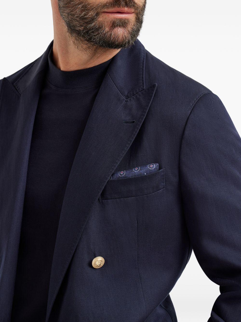 Fazzoletto da taschino in seta con stampa geometrica in blu Brunello cucinelli - uomo 