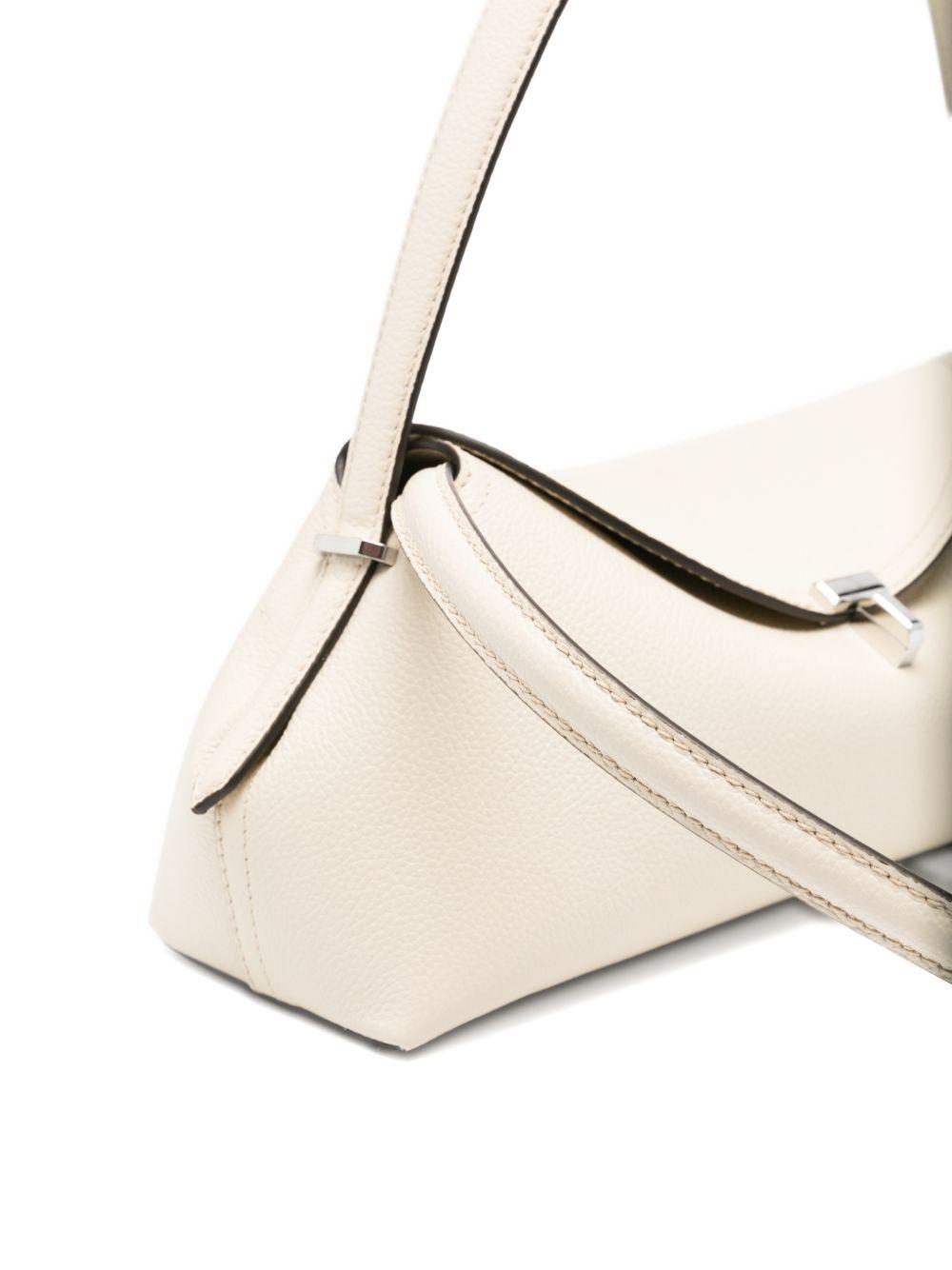 Borsa in pelle con chiusura a T in avorio 
