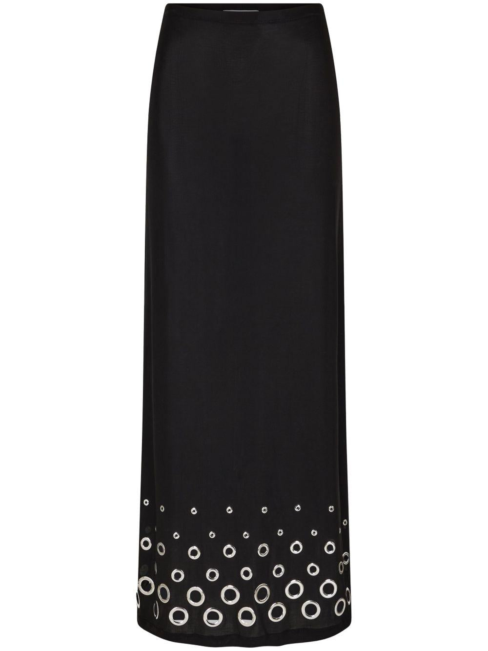 Gonna lunga con occhielli in nero Rabanne - donna 