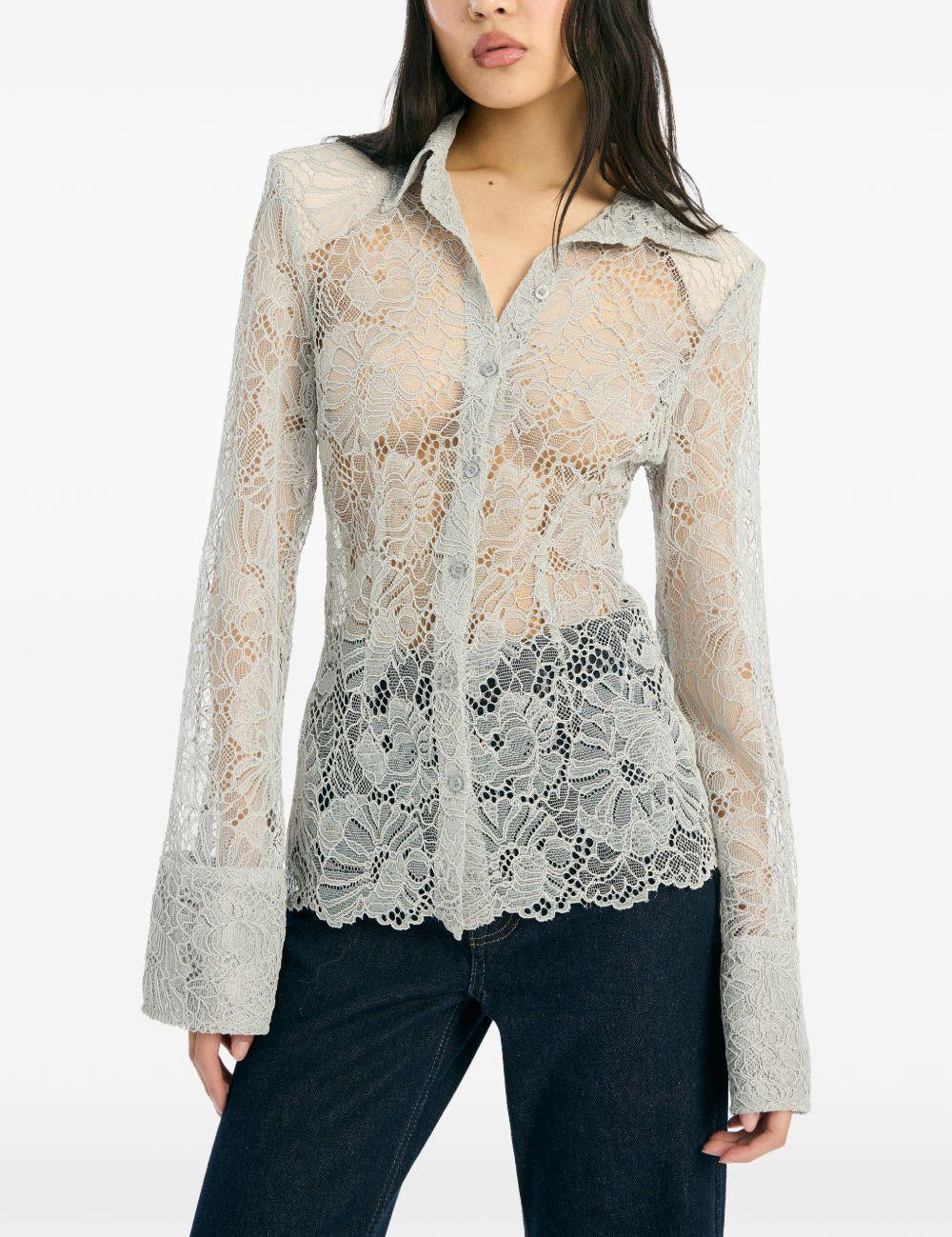 Camicia in pizzo in grigio Rotate - donna 
