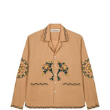 Camicia Nali con tasca e ricamo floreale in marrone Baziszt - uomo 