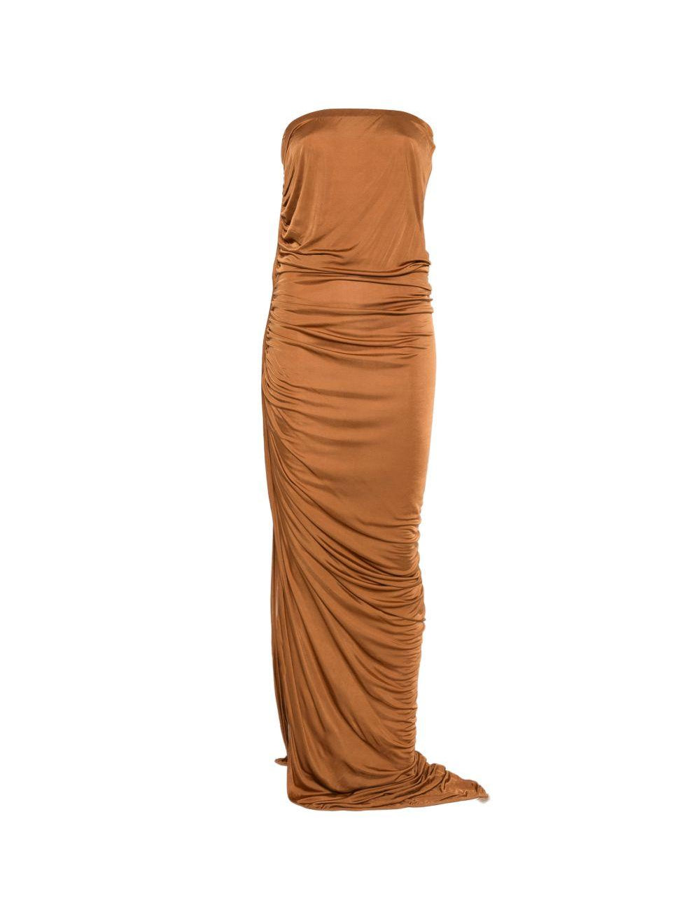 Abito lungo drappeggiato in marrone Rick owens lilies - donna 