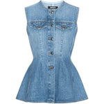 Gilet denim svasato in blu Rotate - donna 