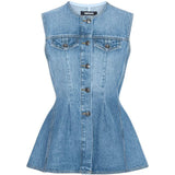 Gilet denim svasato in blu Rotate - donna 