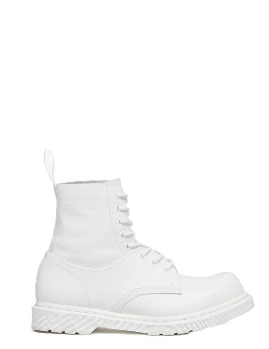 Stivaletti alti con lacci in bianco MM6 x Dr. Martens - donna 